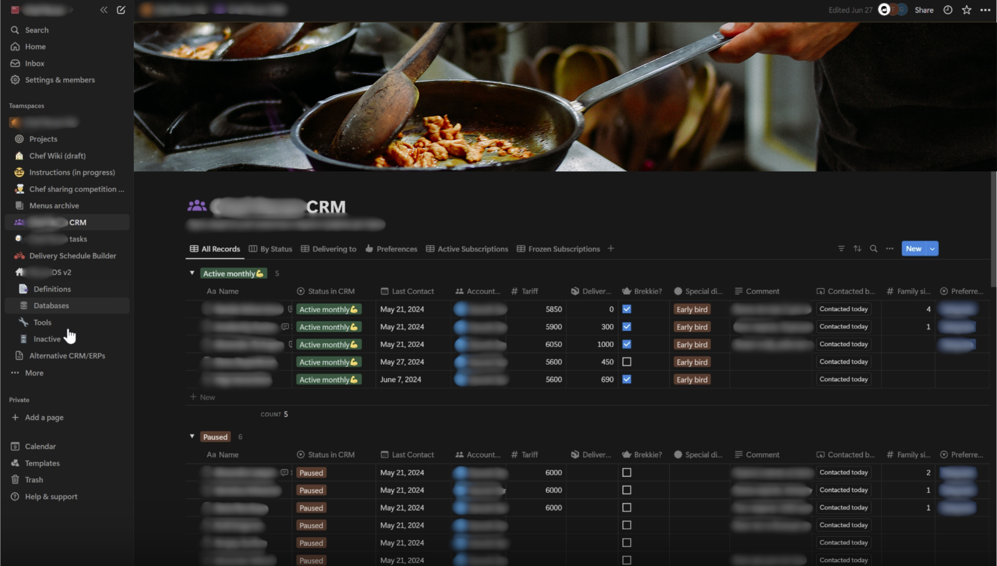 Cloud Kitchen Notion Workspace